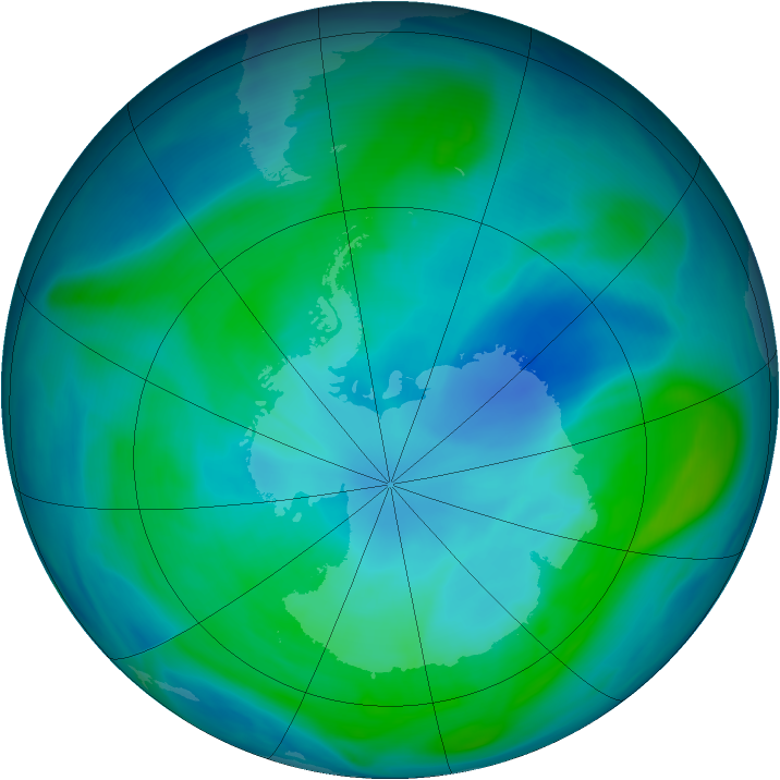 Antarctic ozone map for 26 January 2006